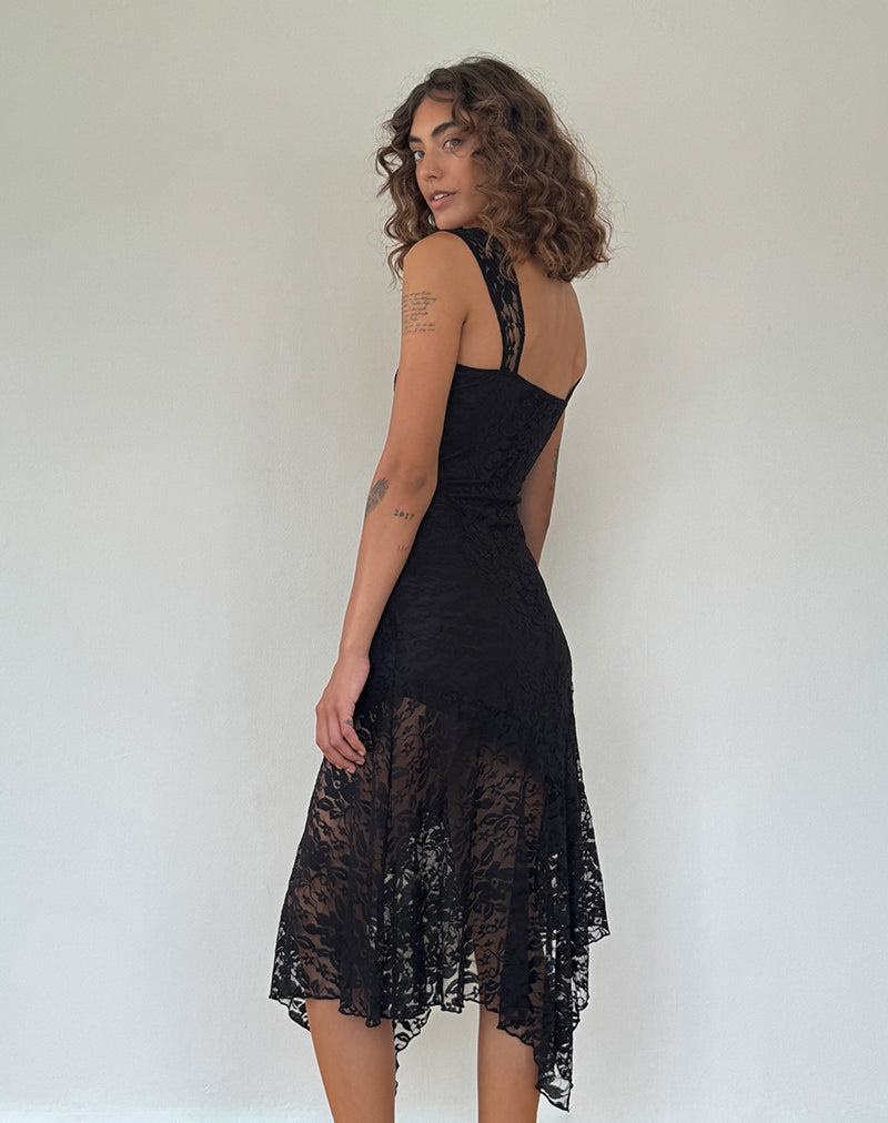 Női Motel Rocks Adeliza Asymmetric Midi Ruha Fekete | MQY52HW