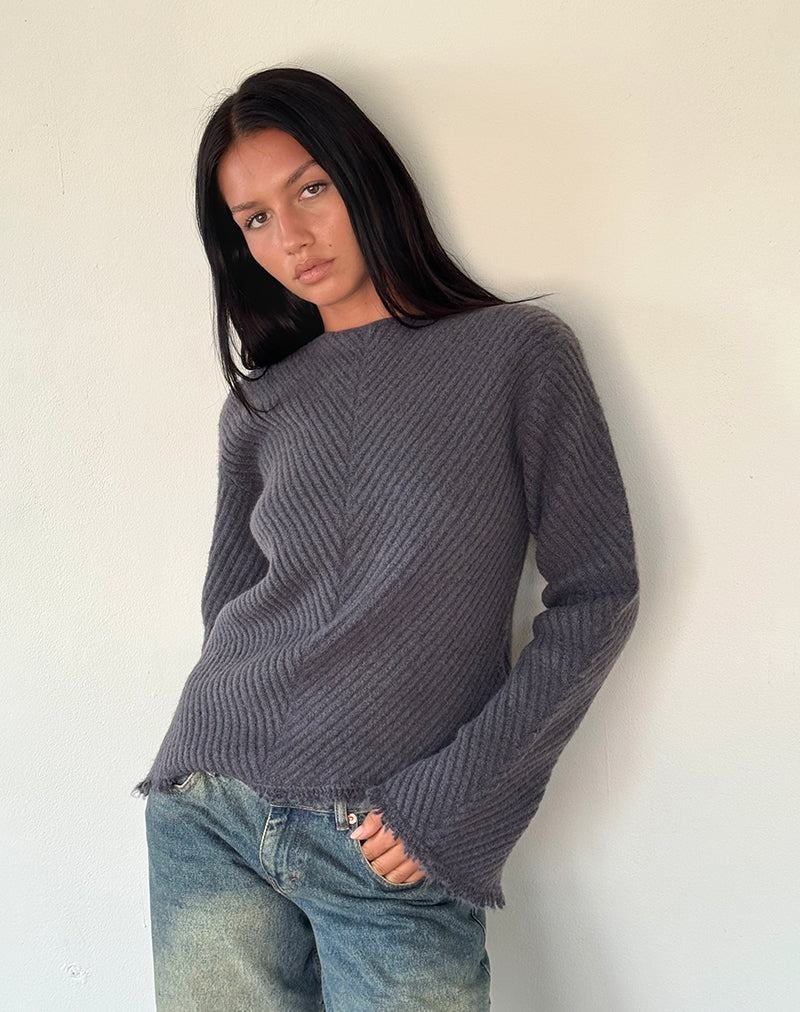 Női Motel Rocks Fergie Asymmetric Knit Jumpers Kék Szürke | GFM2237WF