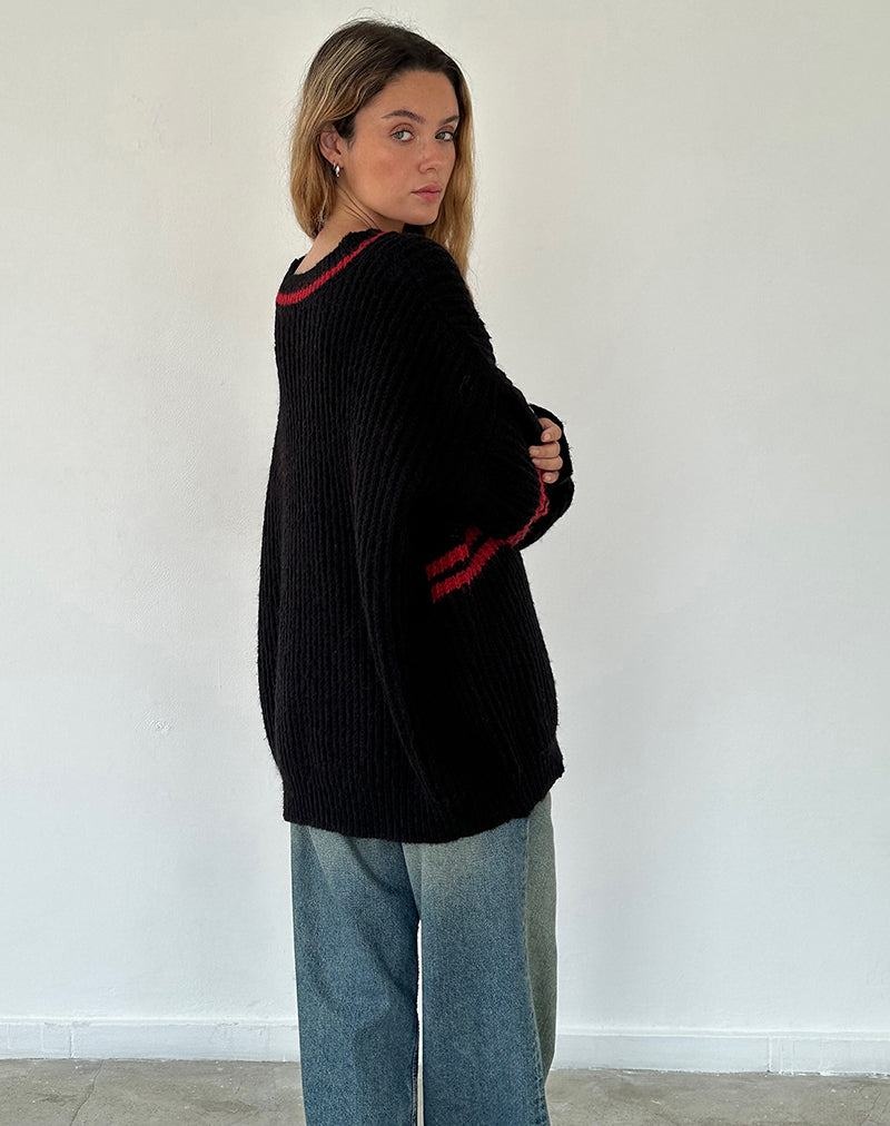 Női Motel Rocks Lulees Oversized Jumpers Fekete Piros | HJT905RP