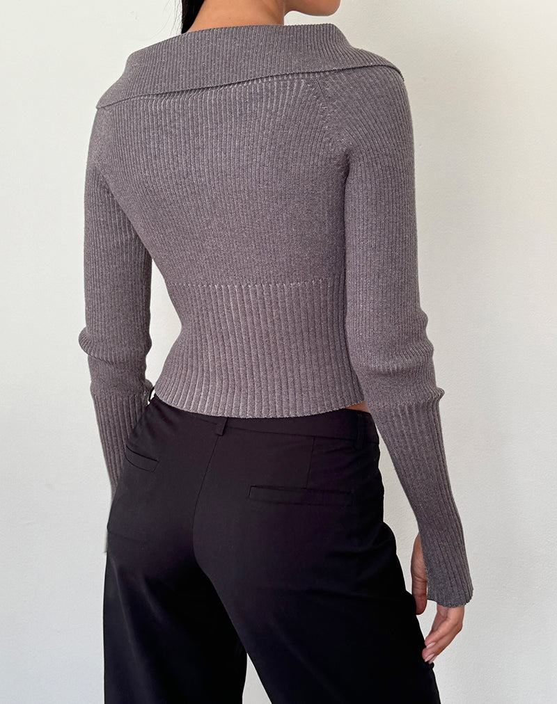 Női Motel Rocks Radia Long Sleeve Off-shoulder Zip Through Jumpers Sötétszürke | URS4858CP