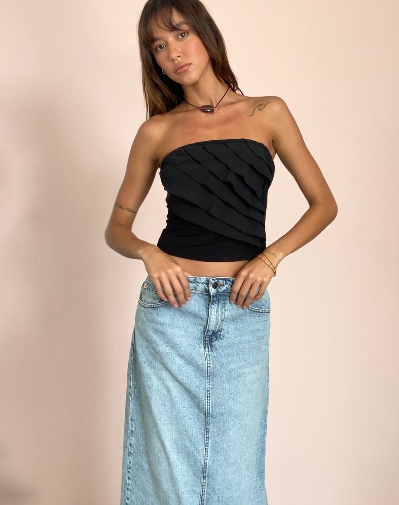 Női Motel Rocks Wayan Ruffle Bandeau Melltartó Fekete | WFF3376DP